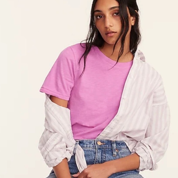 J crew vintage cotton crewneck tee shirt pressed dahlia pink - Picture 1 of 5